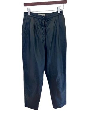 Vintage Made in Canada Bagatelle Black Leather High Waist Pleated Pants 10